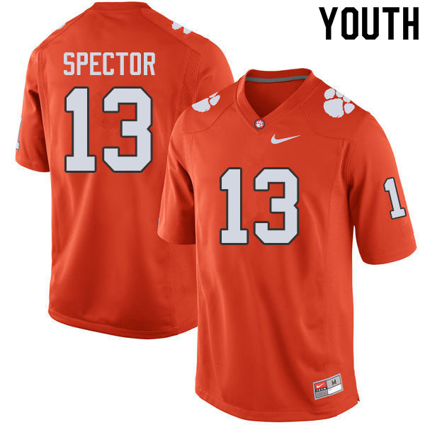 Youth #13 Brannon Spector Clemson Tigers College Football Jerseys Sale-Orange - Click Image to Close